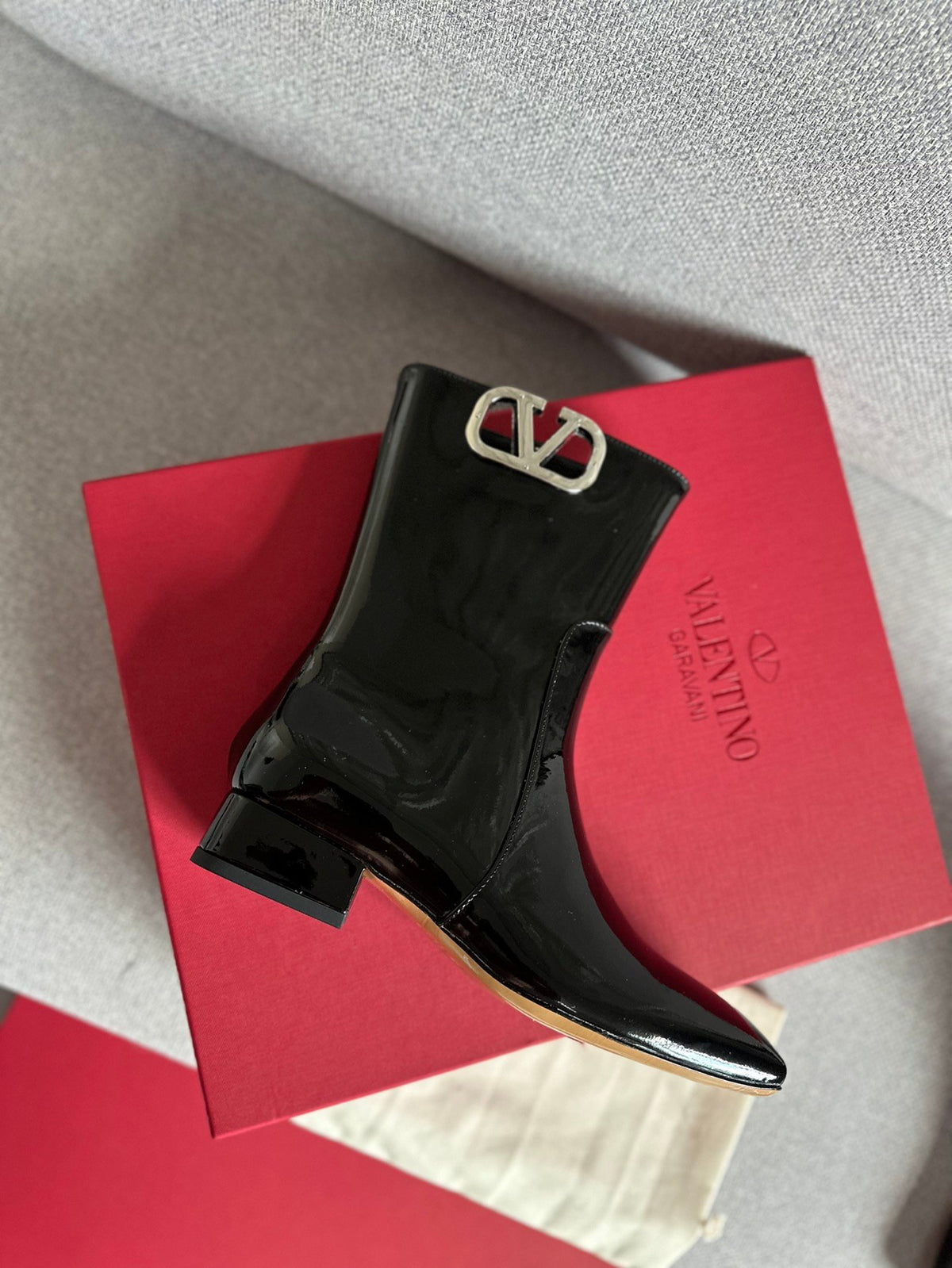 Valentino Women Black Patent Leather Boots