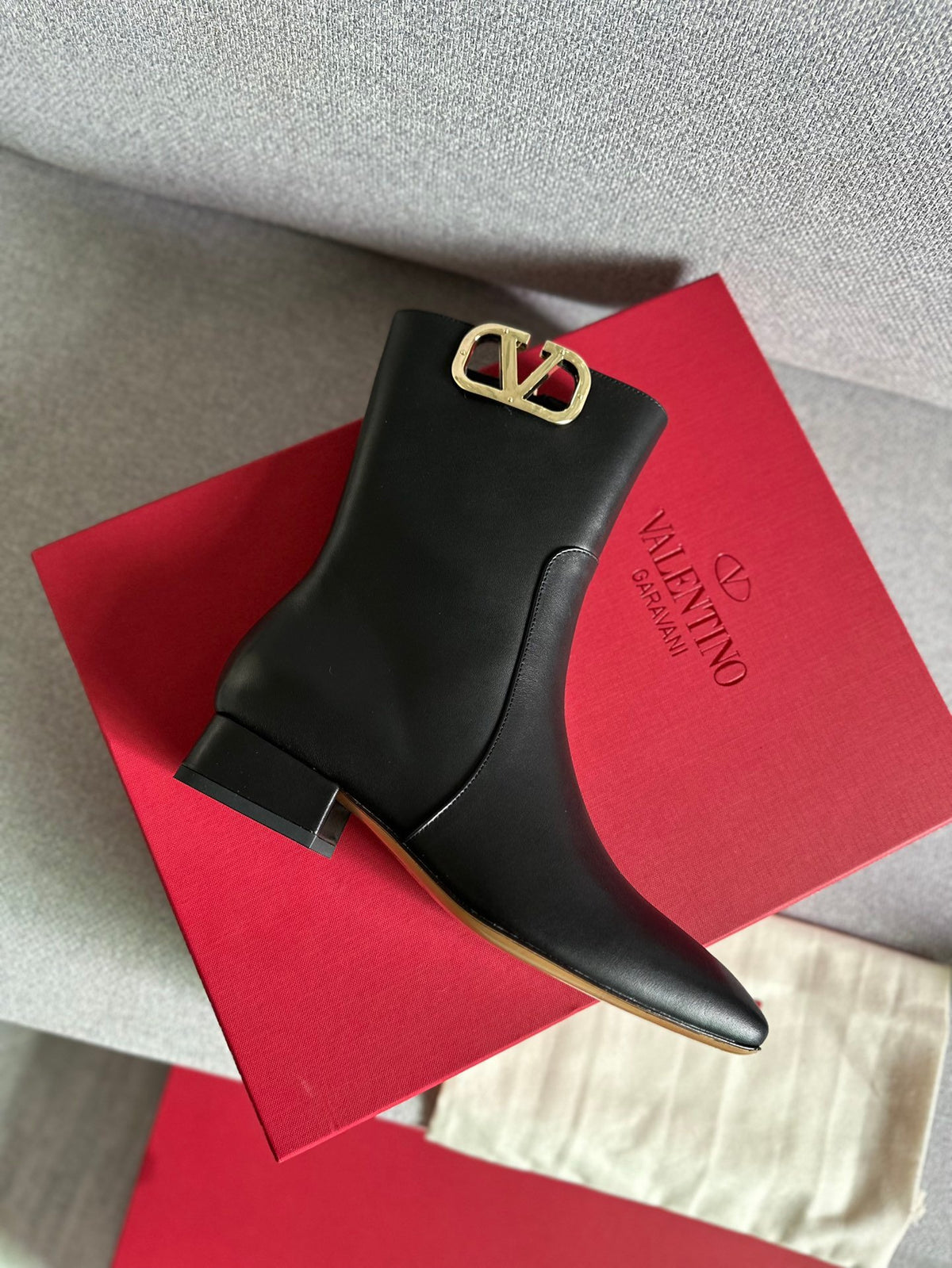 Valentino Women Black Leather Ankle Boots