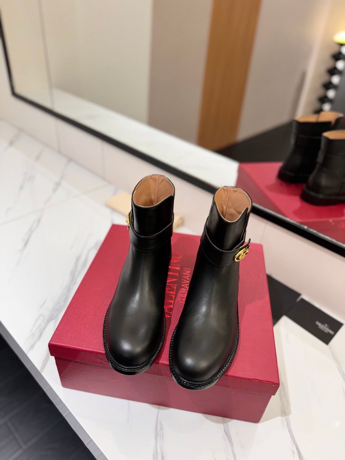 Valentino Women Black Leather Ankle Boots