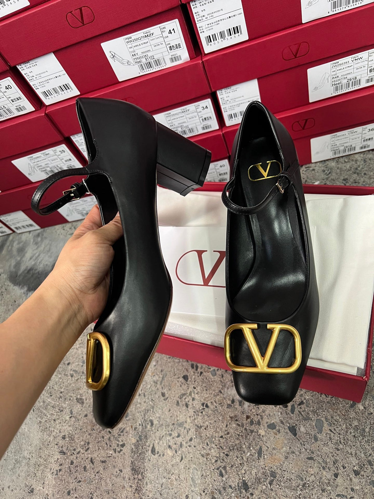 Valentino Women Black Leather Heels