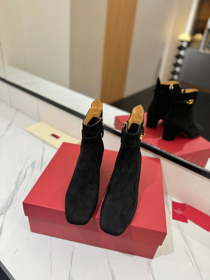 Valentino Women Black Suede Ankle Boots