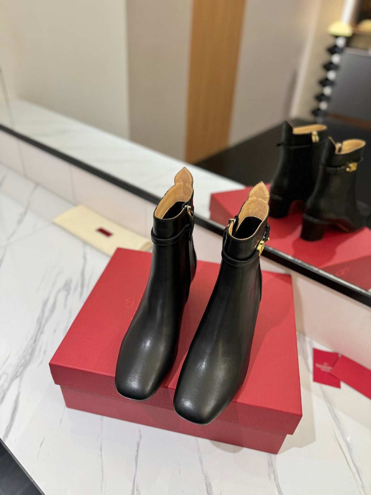 Valentino Women Black Leather Ankle Boots