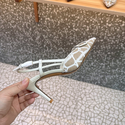 Valentino Women White Mesh Slingback Pumps