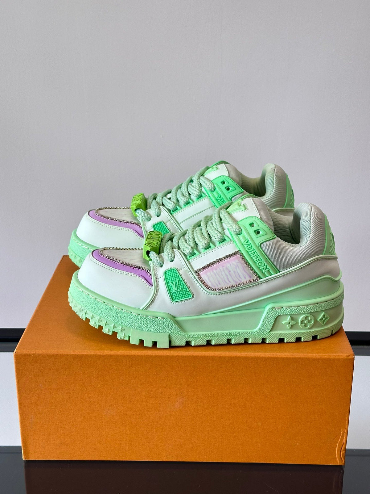 LV Men Light Green Leather Sneakers