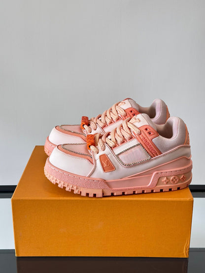 LV Men Pink Leather And Mesh Sneakers