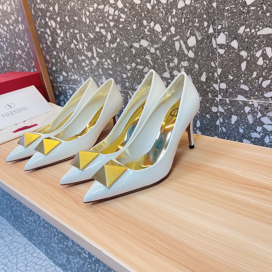 Valentino Women White Patent Leather Heels