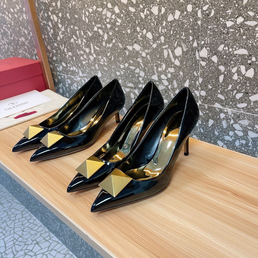 Valentino Women Black Patent Leather Flats