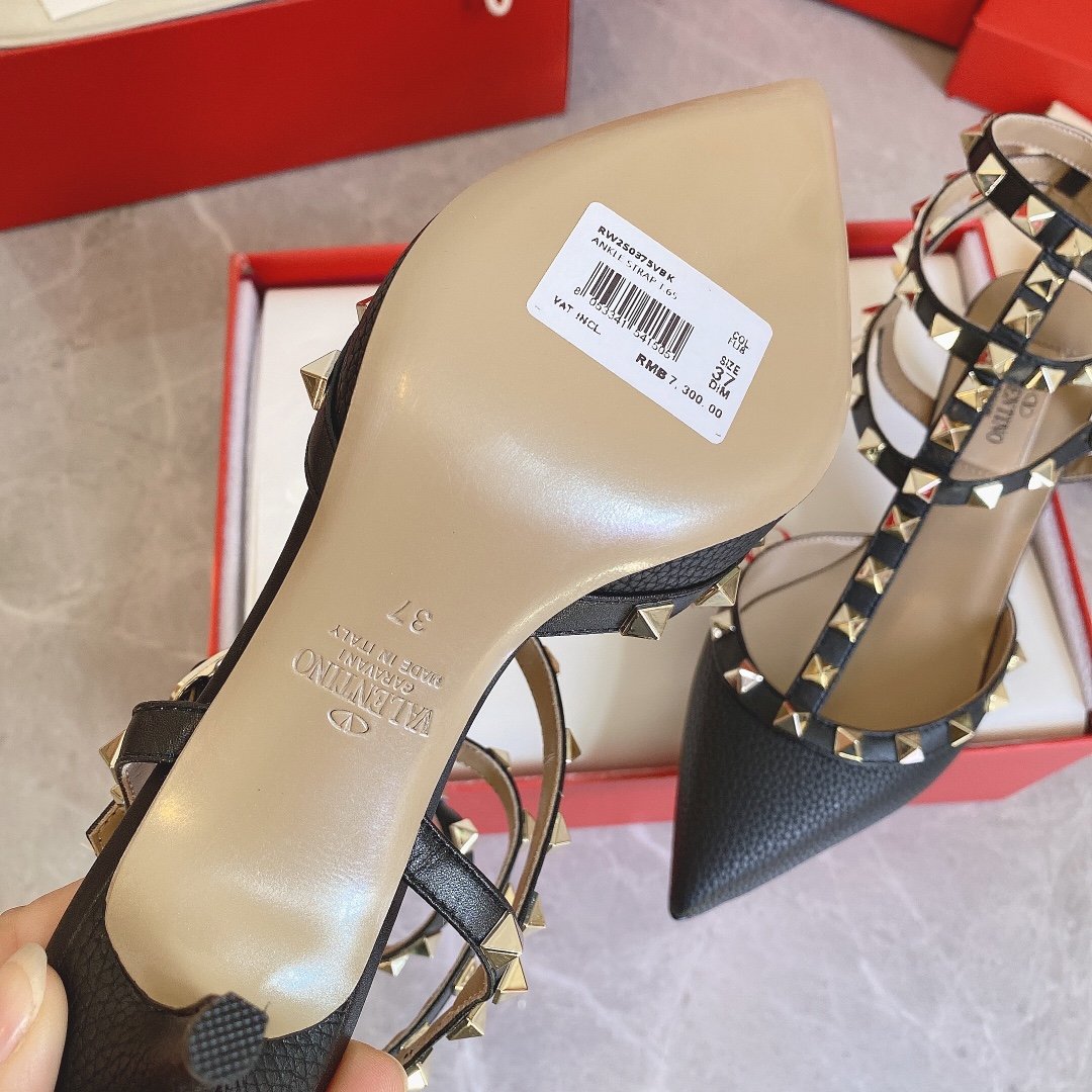 Valentino Women Black Leather Studded Pumps