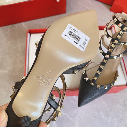 Valentino Women Black Leather Studded Pumps