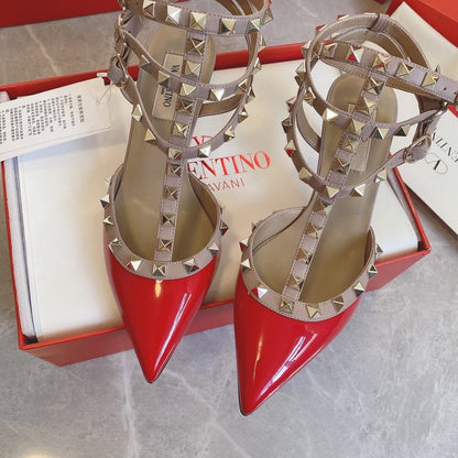 Valentino Women Red Patent Leather Studded Heels