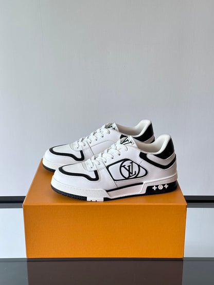 LV Men White Black Leather Sneakers