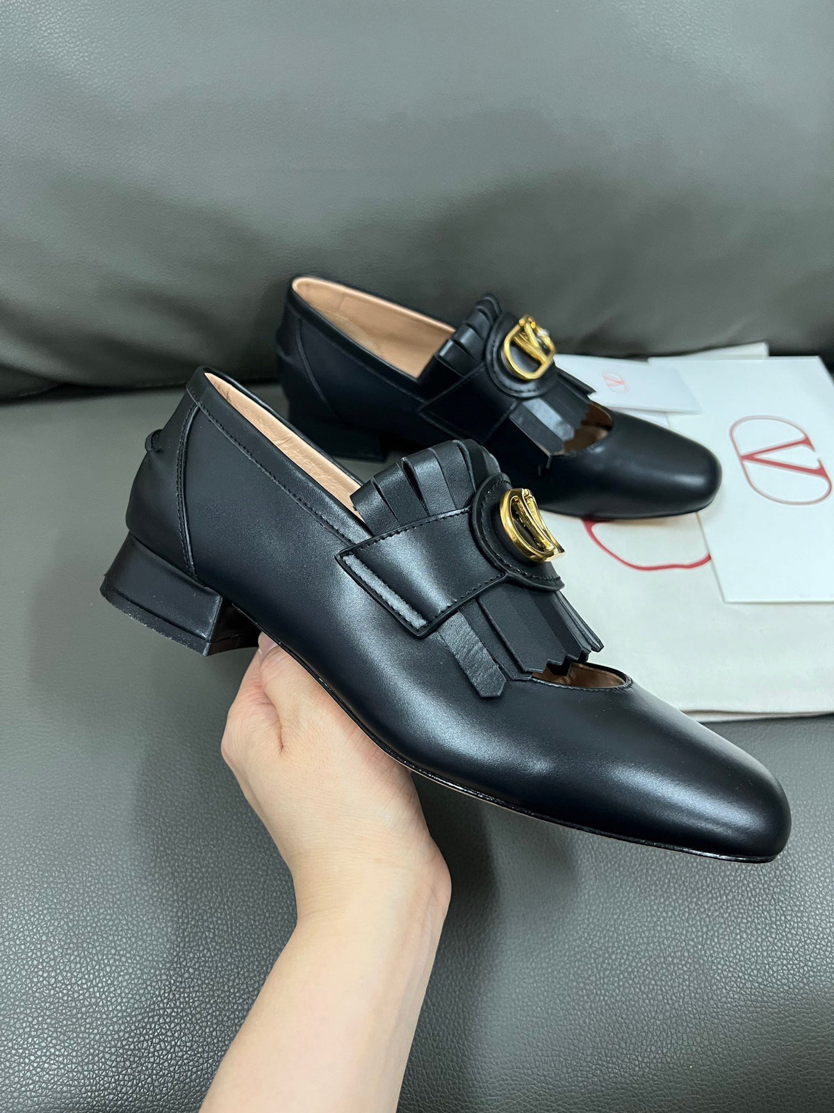 Valentino Women Black Leather Heels