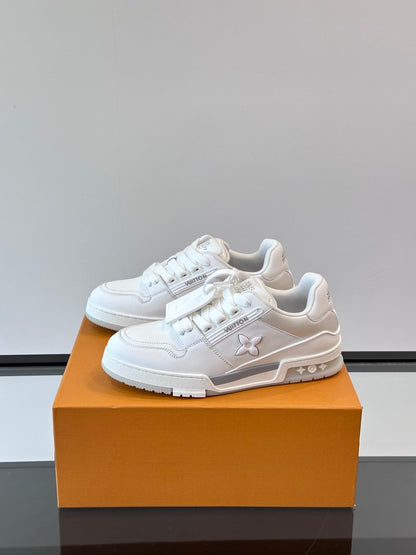 LV Men White Leather Sneakers