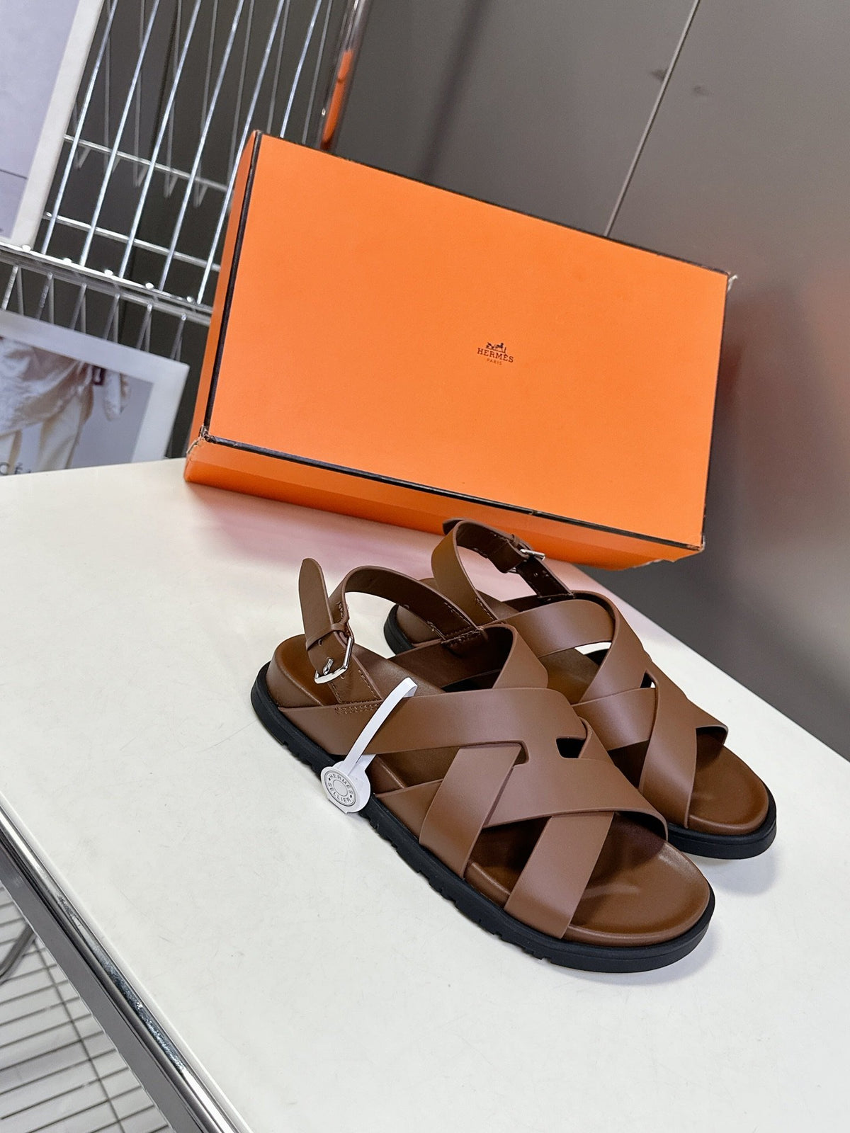 Hermes Women Brown Leather Strappy Sandals
