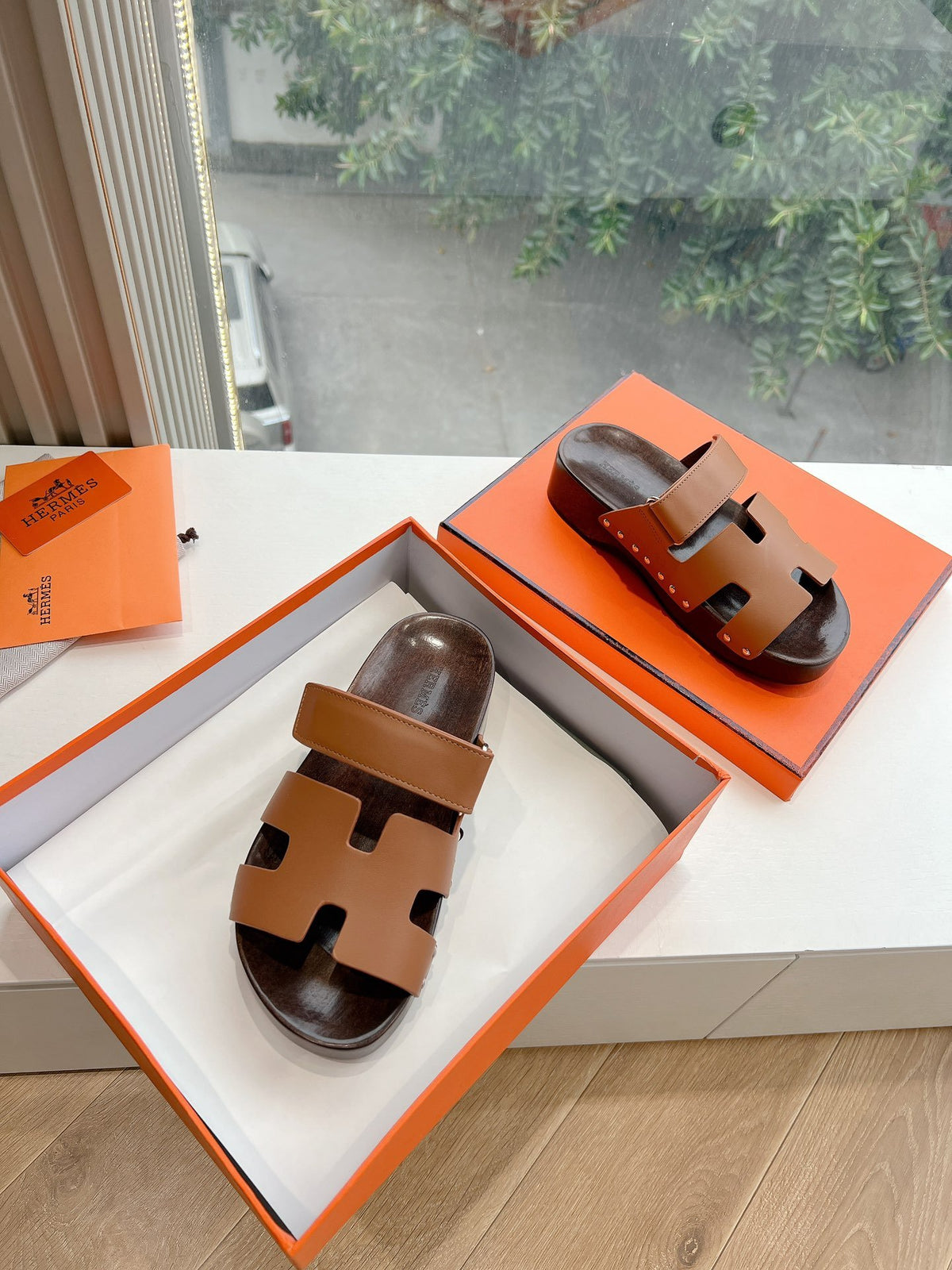 Hermes Women Brown Leather Sandals