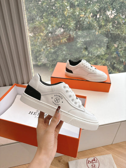 Hermes Women White Leather Sneakers