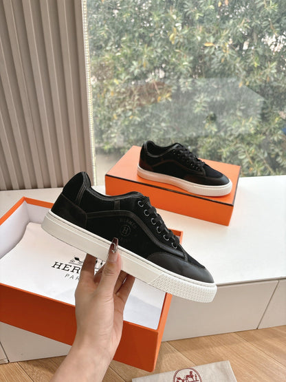 Hermes Women Black Suede Leather Sneakers