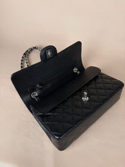 Chanel Classic Flap Medium 25 Black sliver Hardware