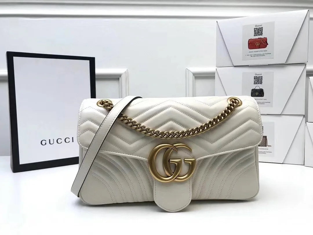 Gucci GG Marmont Matelassé Shoulder Bag White