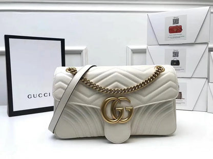 Gucci GG Marmont Matelassé Shoulder Bag White