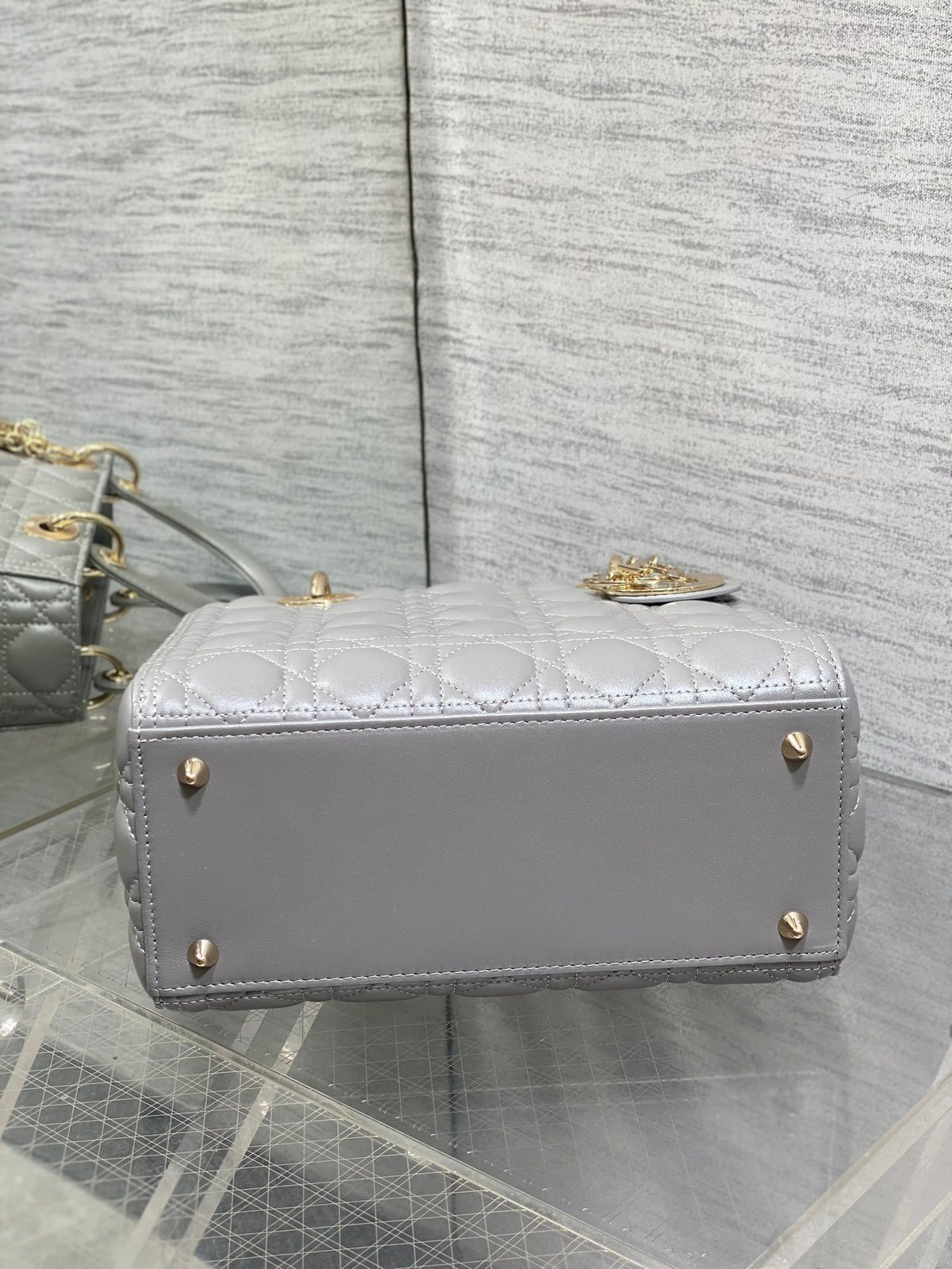 Dior Medium Lady in Grey Gold Hardware