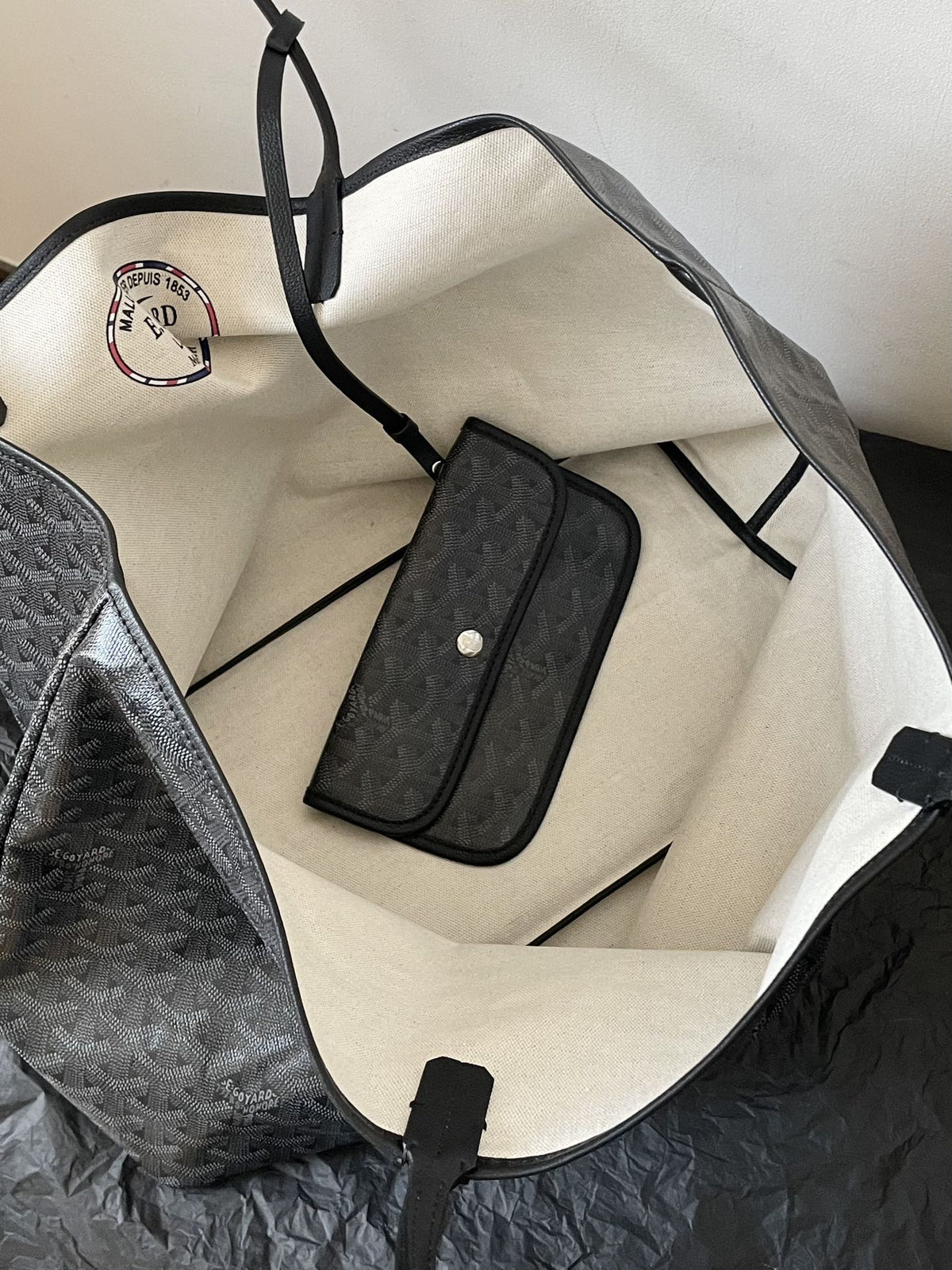 Goyard Black Goyardine Saint Louis PM Leather
