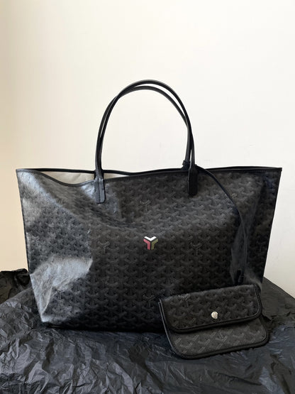 Goyard Black Goyardine Saint Louis PM Leather