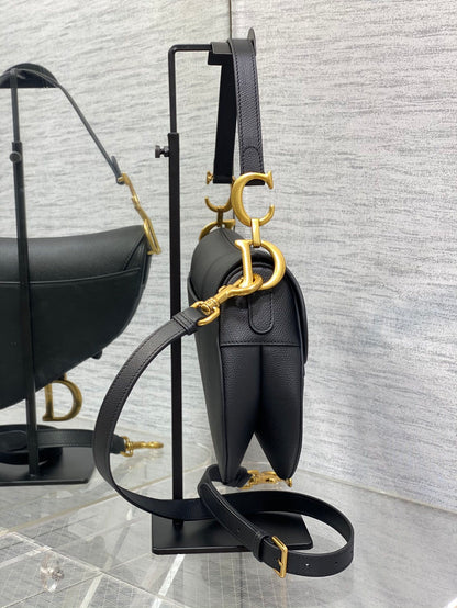 Christian Dior Saddle Bag in Black Gold Hardware