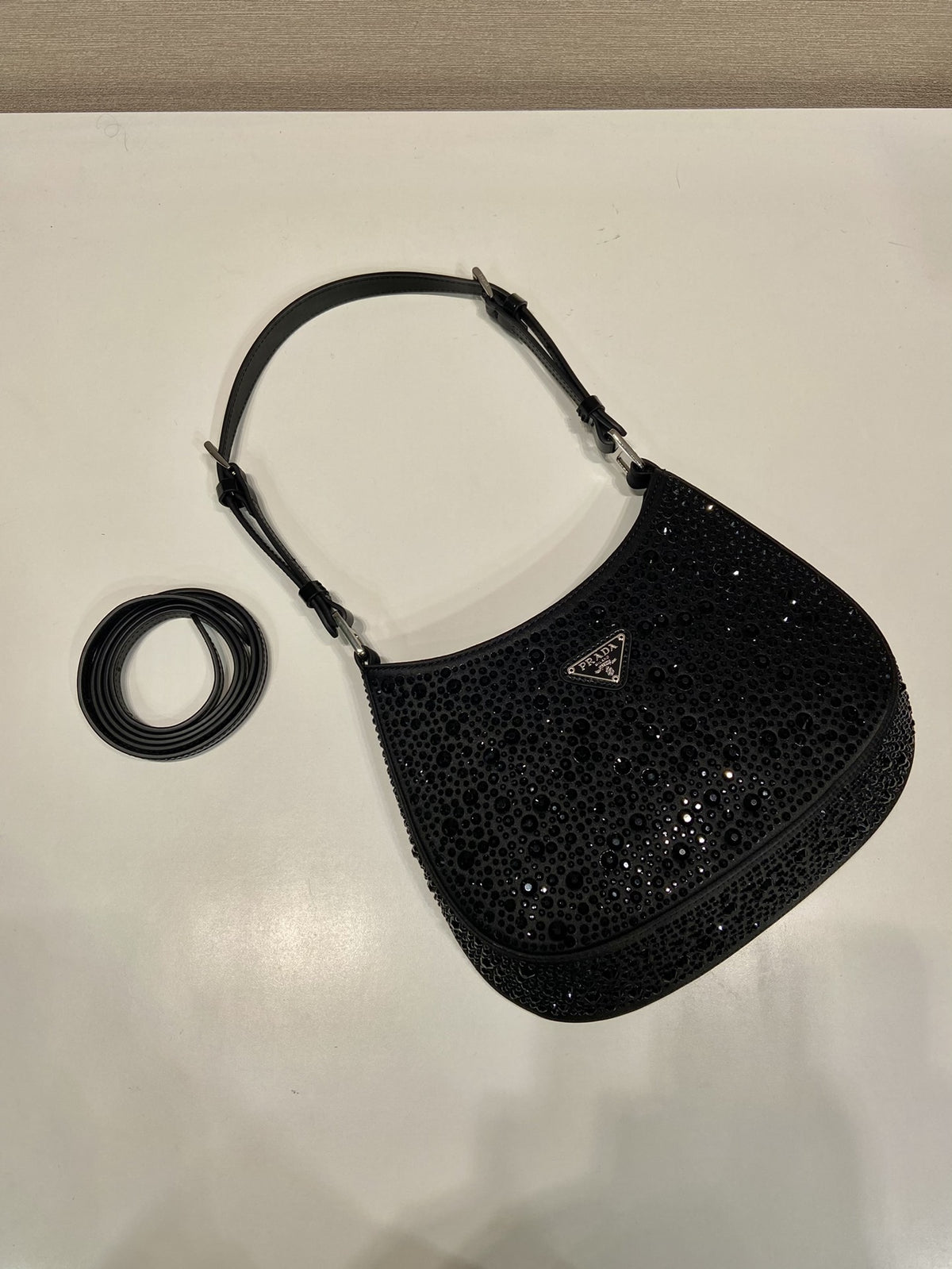 Prada Cleo crystal-embellished Shoulder Bag