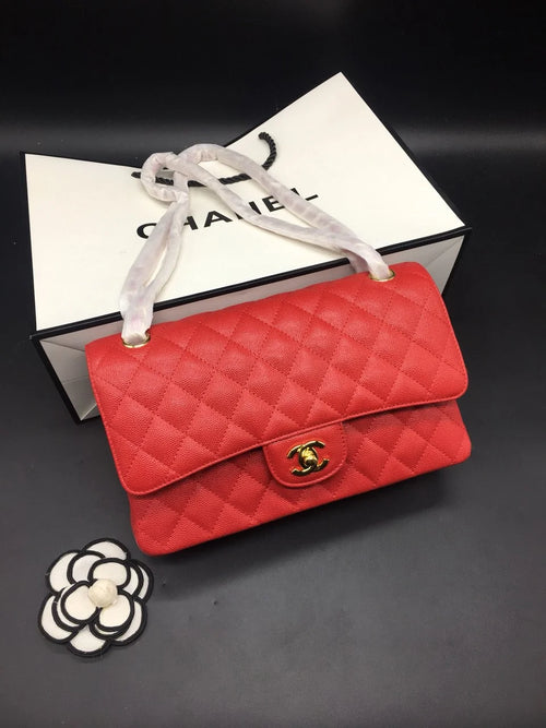 Chanel Classic Flap Caviar Bag Red