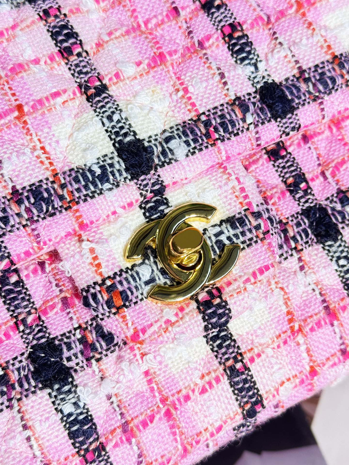 Chanel Mini Rectangular Flap Bag Pink, White and Black