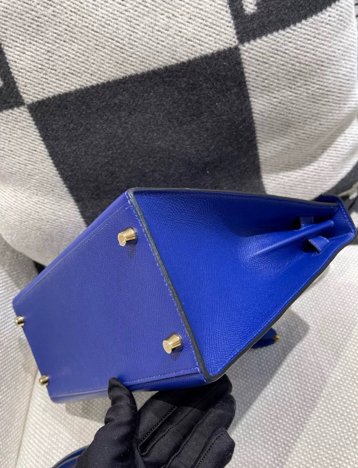 HN 28 Electric Blue Epsom Leather Gold Hardware