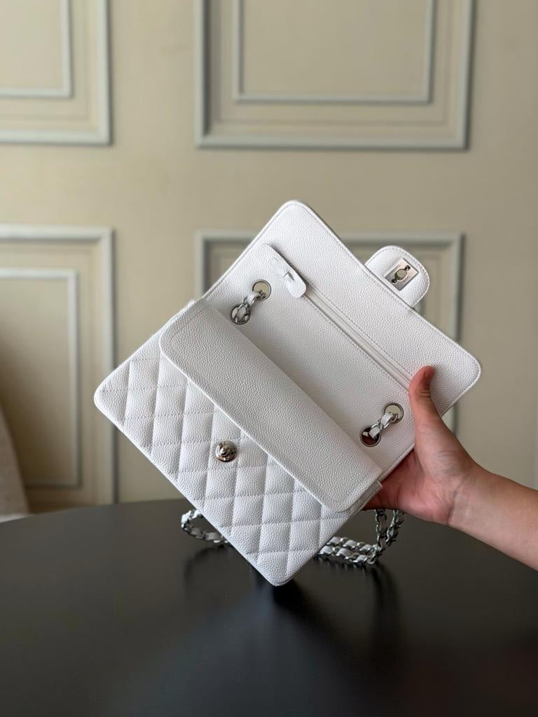 Chanel Classic Flap caviar sliver hardware