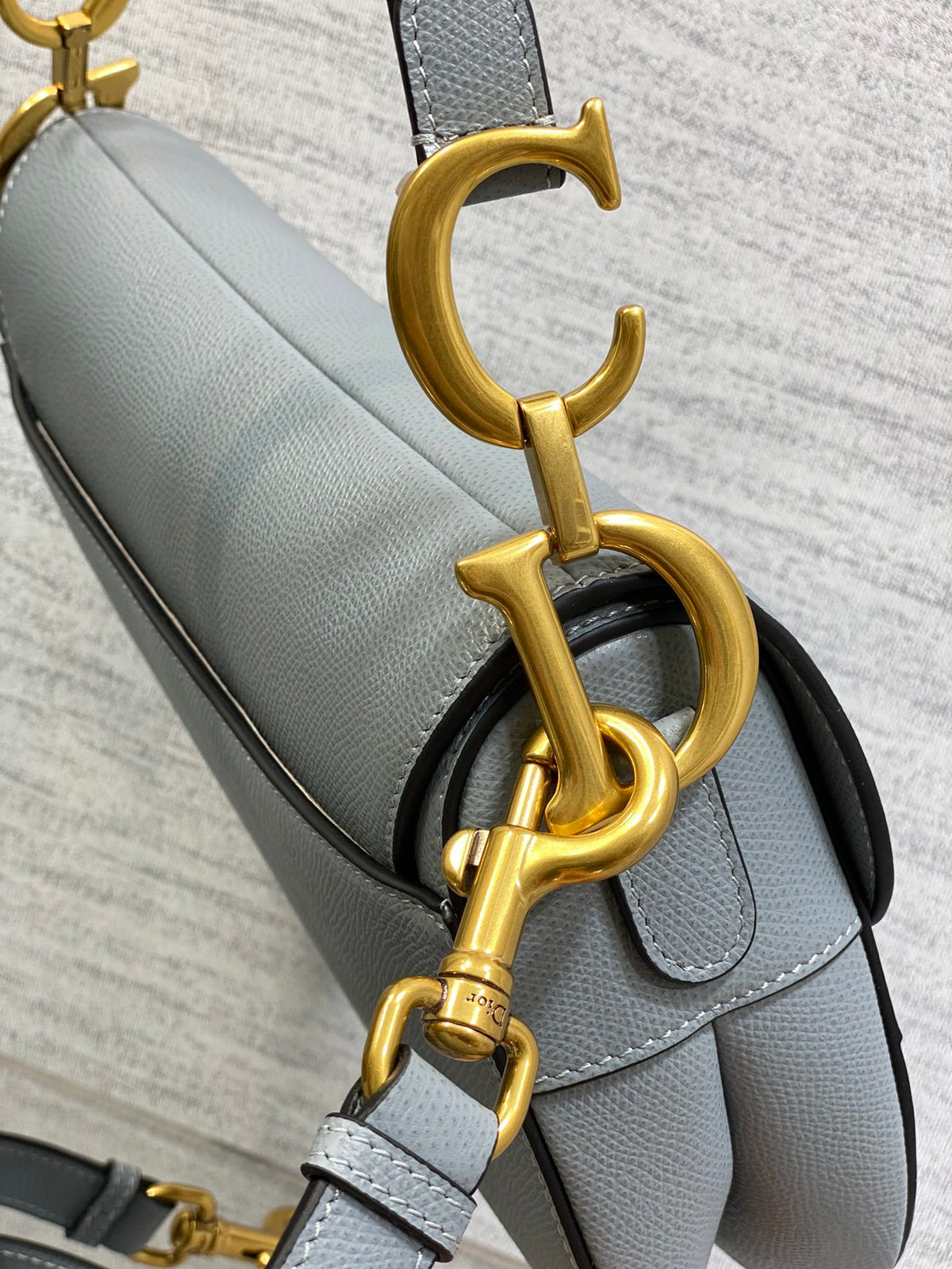 Dior Saddle Bag in Deep Grey-Blue Gold Hardware