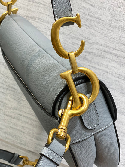 Dior Saddle Bag in Deep Grey-Blue Gold Hardware