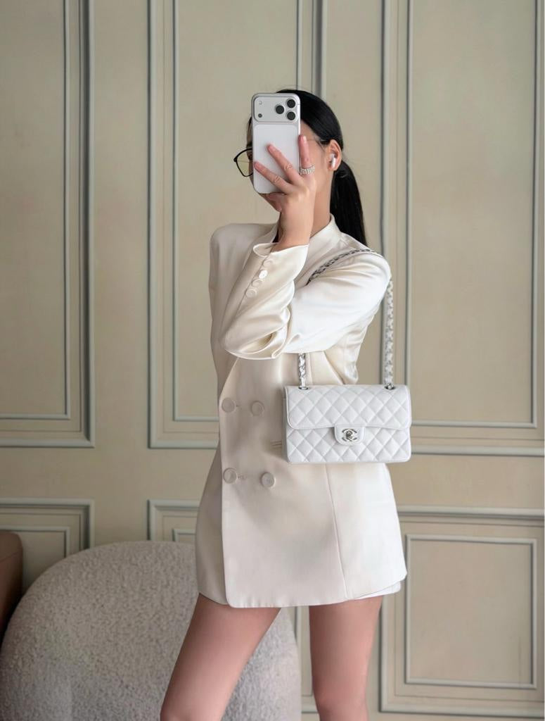 Chanel Classic Flap caviar sliver hardware