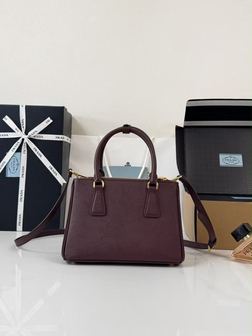 Prada Galleria small burgundy Saffiano leather