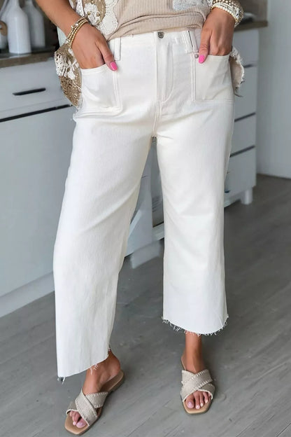 Raw Hem Ankle-length Loose Jeans