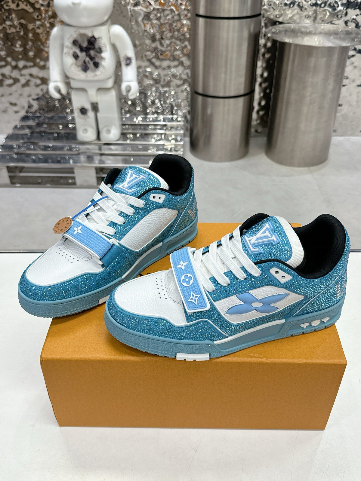 LV Women Blue White Leather Sneakers
