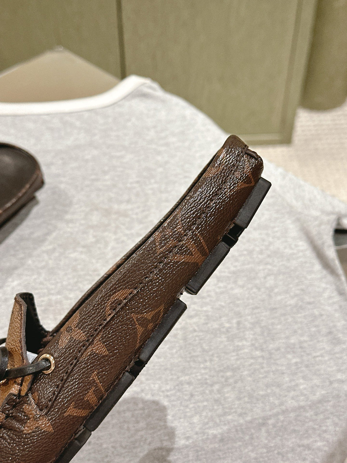 LV Women Brown Leather Moccasin Loafers