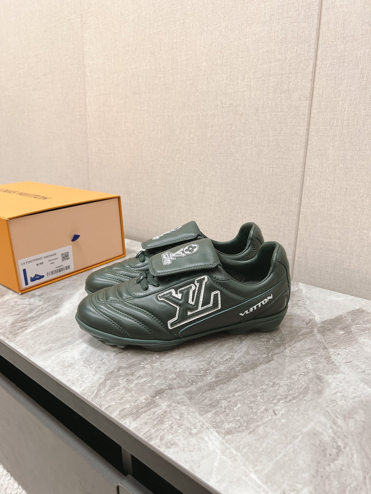 LV Women Dark Green Leather Sneakers
