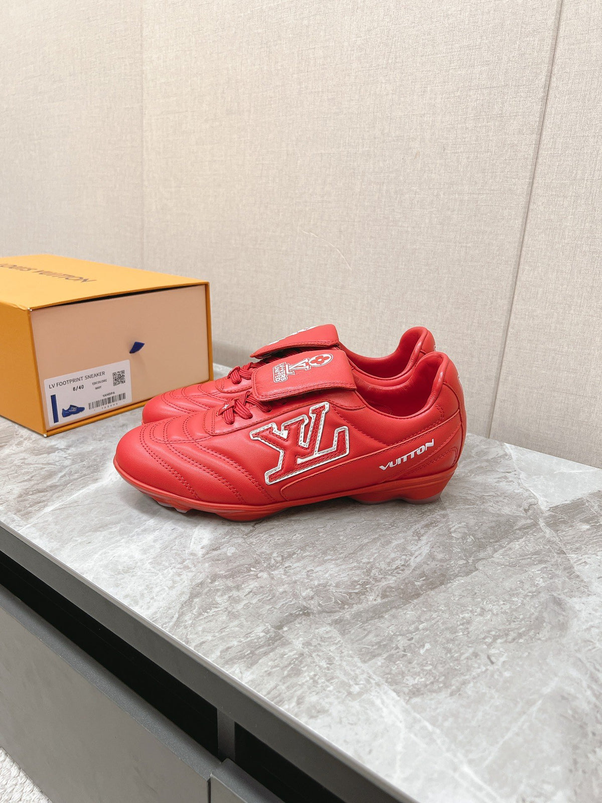 LV Women Red Leather Sneakers