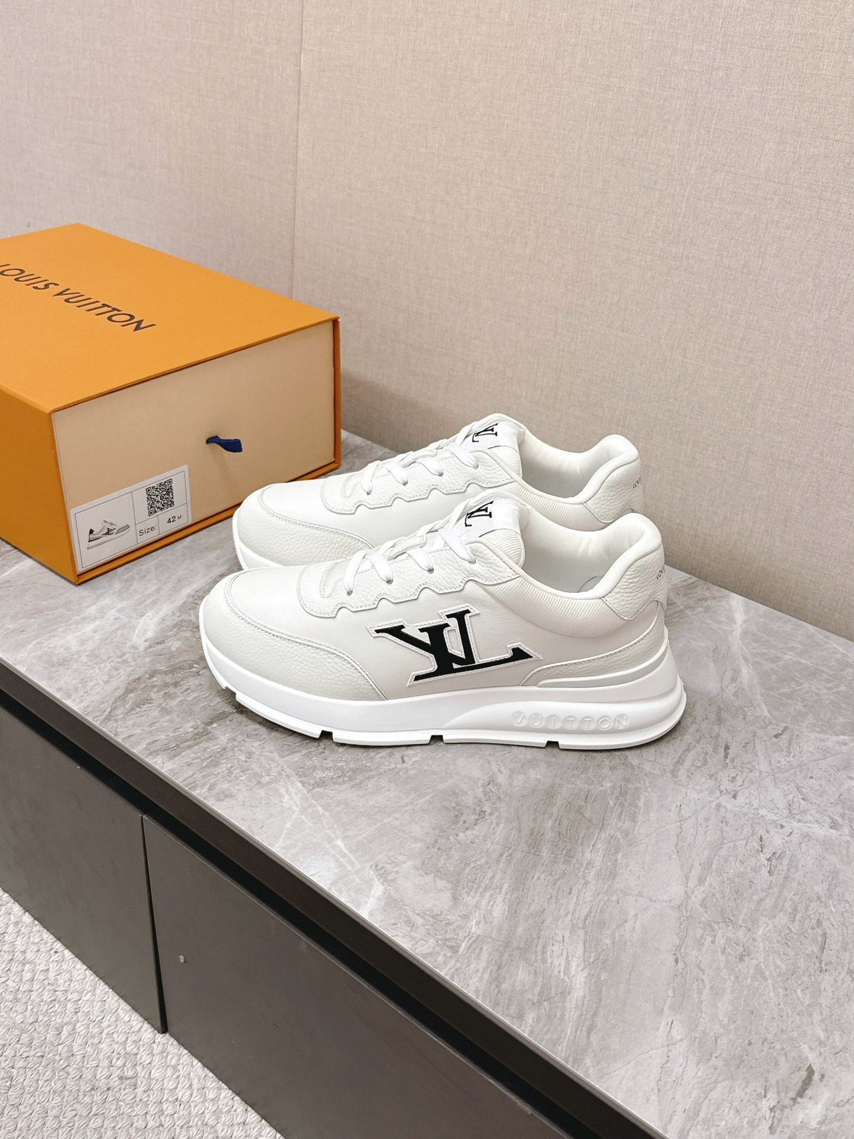 LV Women White Leather Sneakers