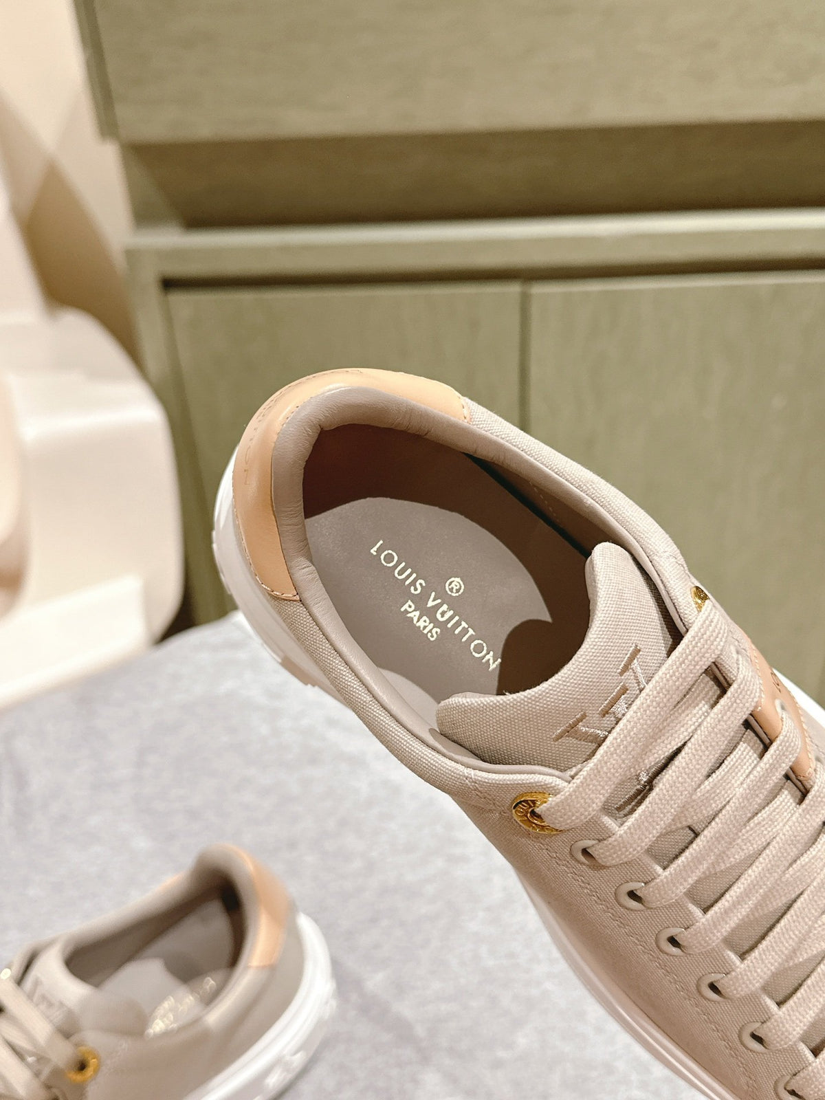 LV Women Beige Canvas Sneakers