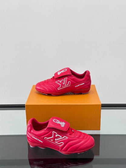 LV Men Red Leather Sneakers