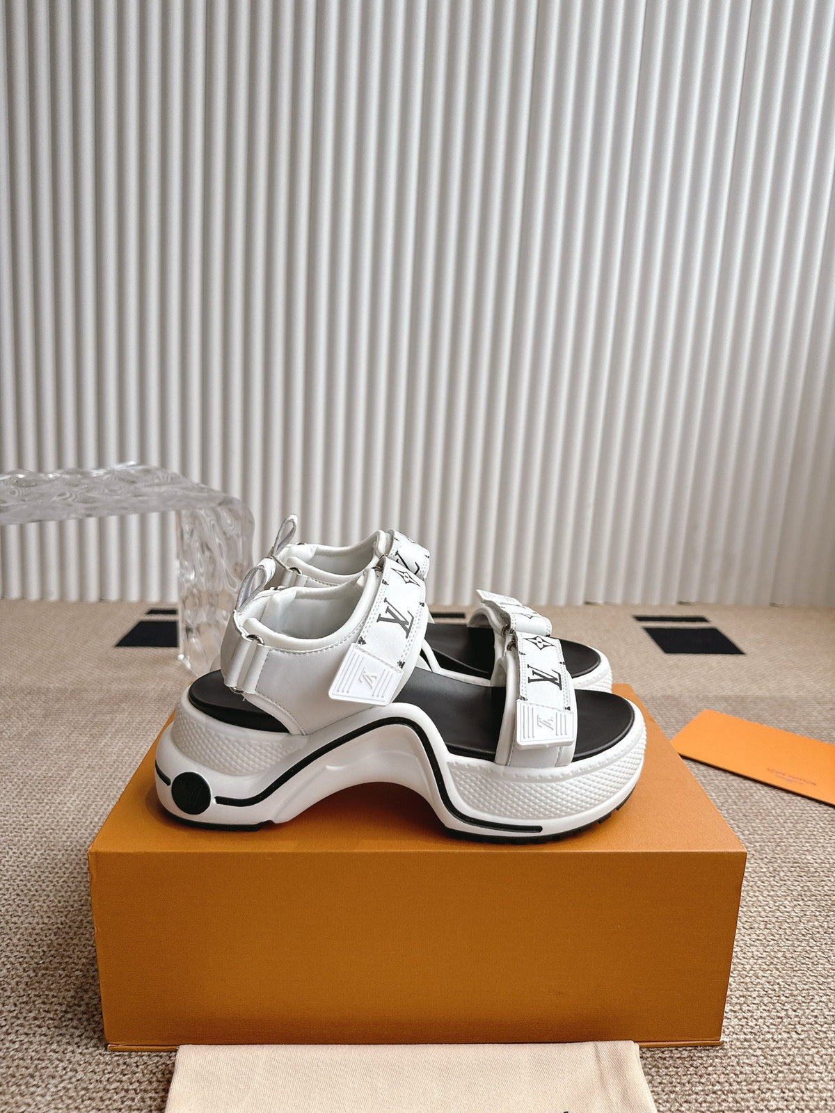 LV Women White Synthetic Strap Sandals