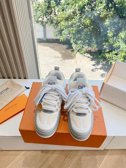 LV Women White Mesh And Leather Sneakers