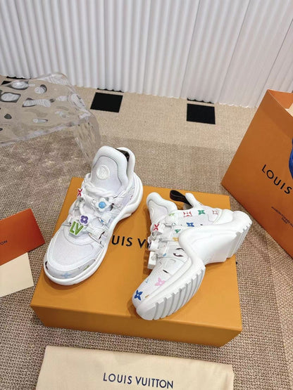 LV Women White Mesh Embellished Sneakers