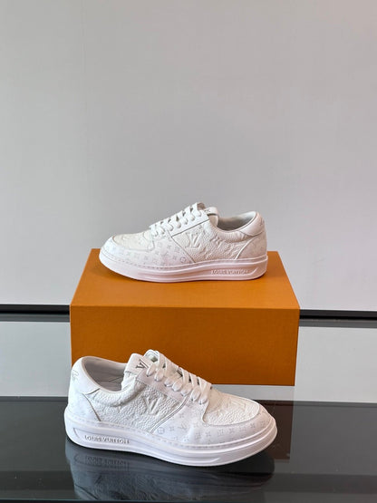 LV Men White Leather Sneakers