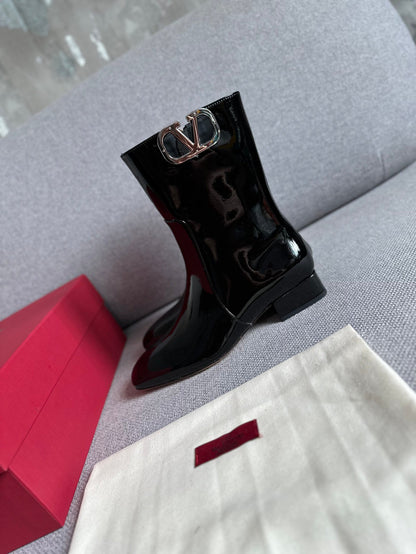 Valentino Women Black Patent Leather Boots